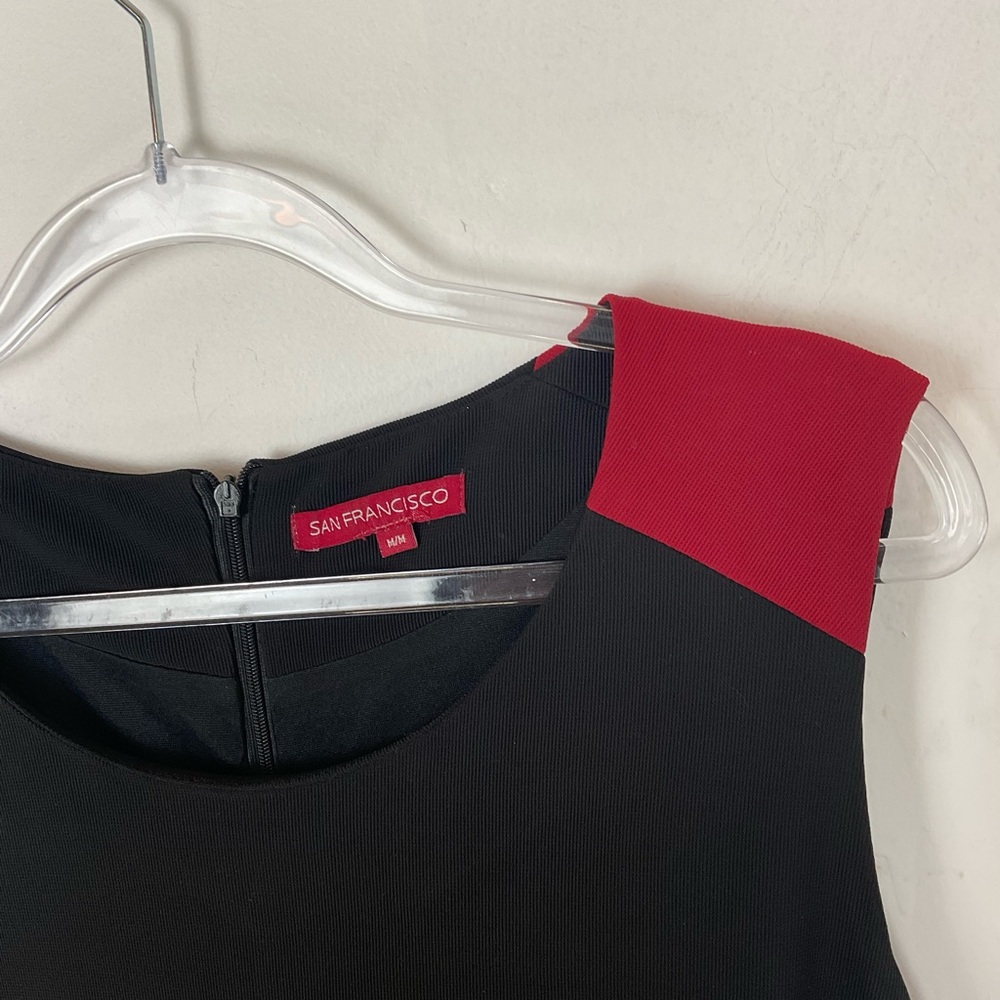 Vintage Dress Mod Tennis Retro Drop Waist Retro Black Red Sleeveless Size Medium - Picture 5 of 9